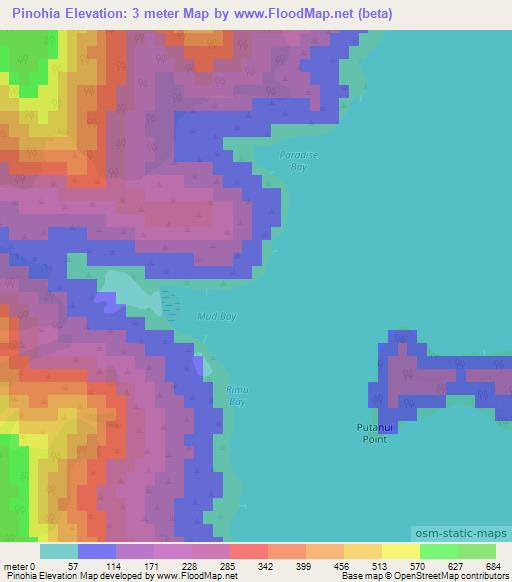 Pinohia,New Zealand Elevation Map