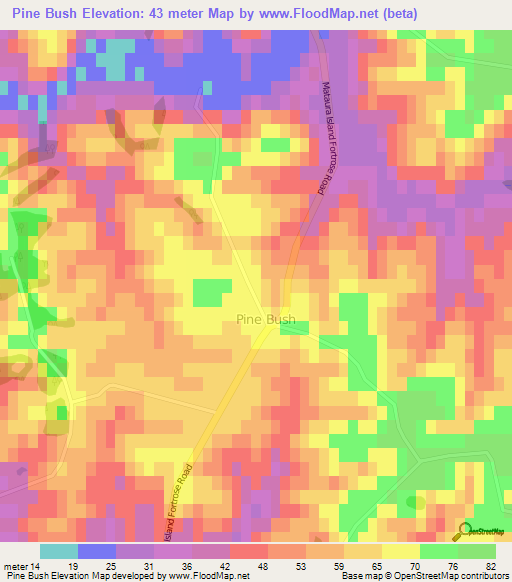 Pine Bush,New Zealand Elevation Map