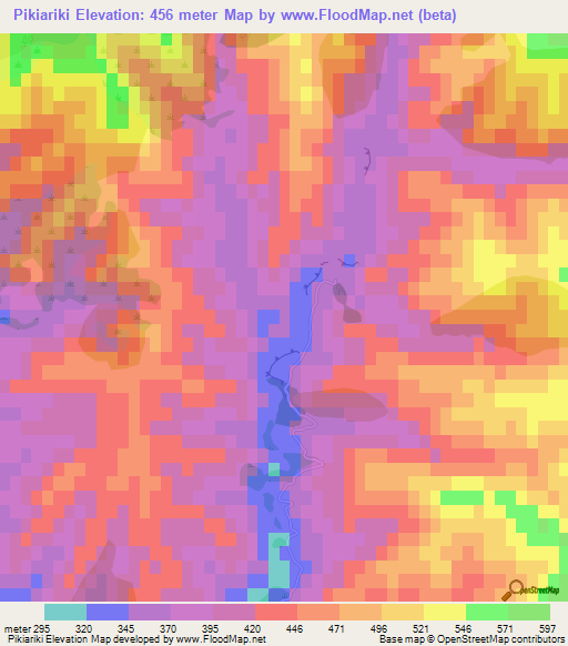 Pikiariki,New Zealand Elevation Map