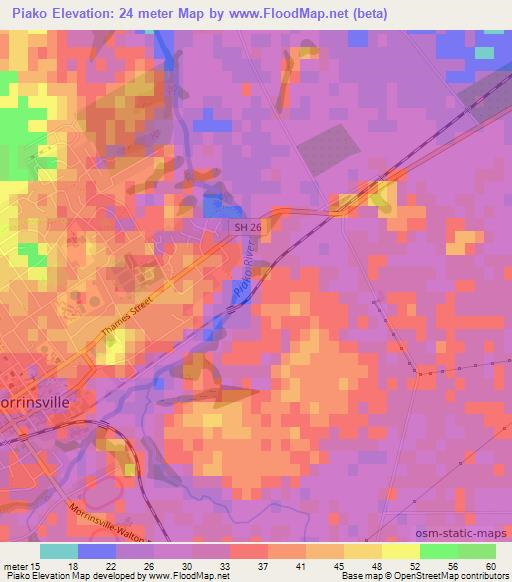 Piako,New Zealand Elevation Map