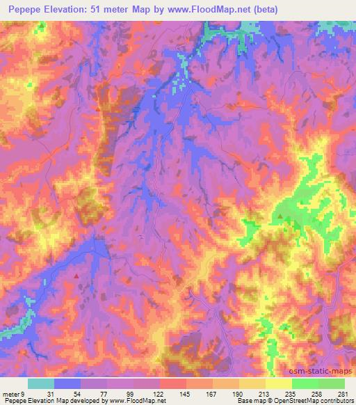 Pepepe,New Zealand Elevation Map