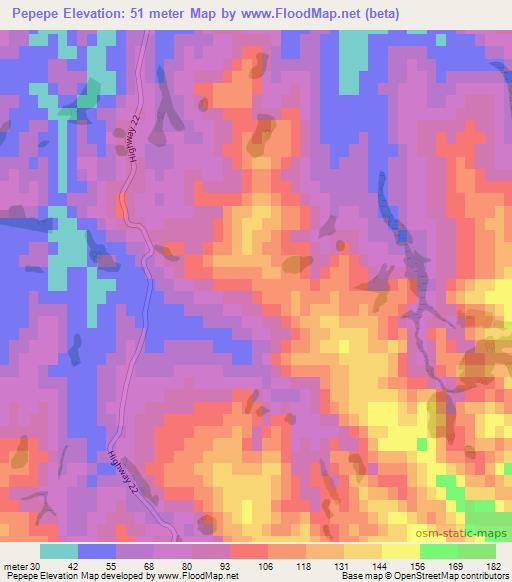 Pepepe,New Zealand Elevation Map