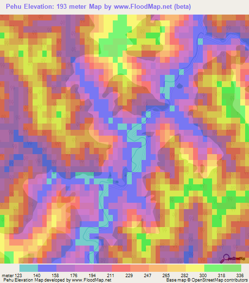 Pehu,New Zealand Elevation Map