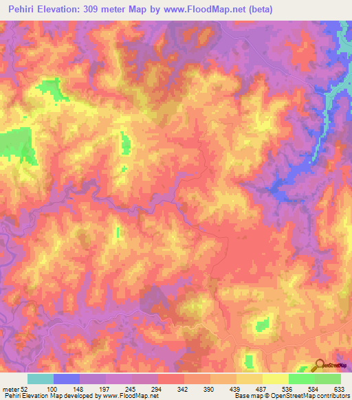 Pehiri,New Zealand Elevation Map