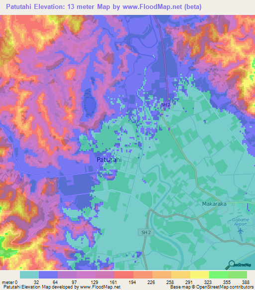 Patutahi,New Zealand Elevation Map
