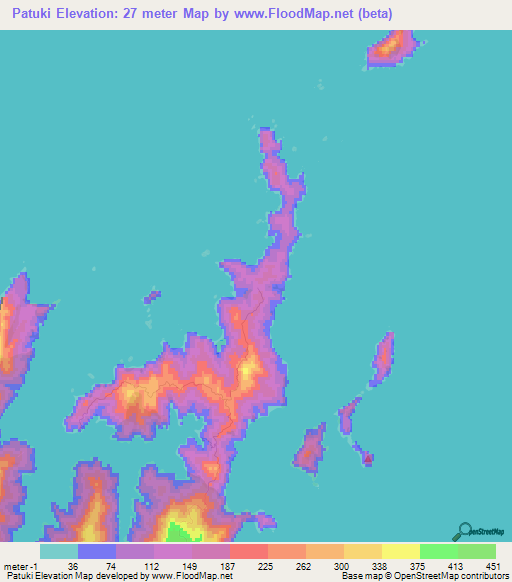 Patuki,New Zealand Elevation Map