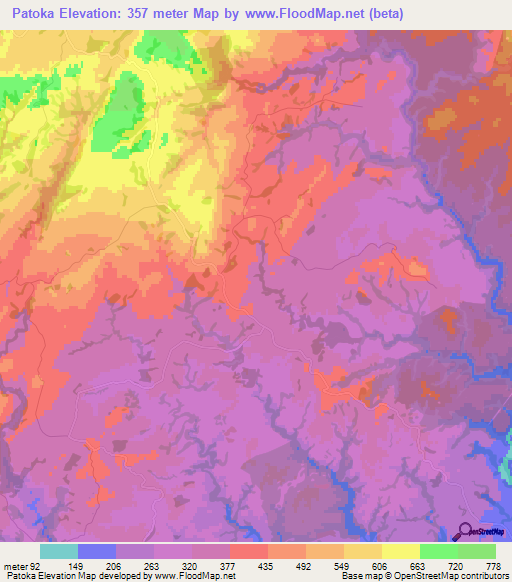 Patoka,New Zealand Elevation Map