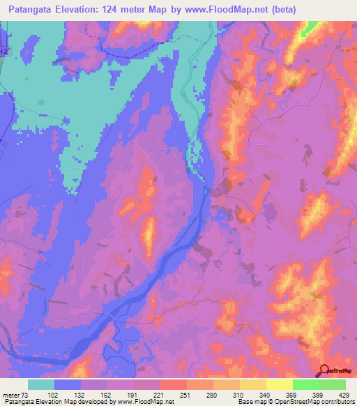 Patangata,New Zealand Elevation Map
