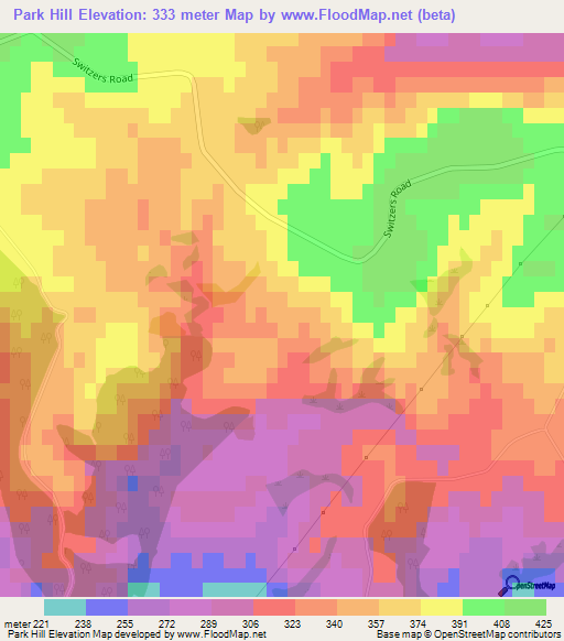 Park Hill,New Zealand Elevation Map