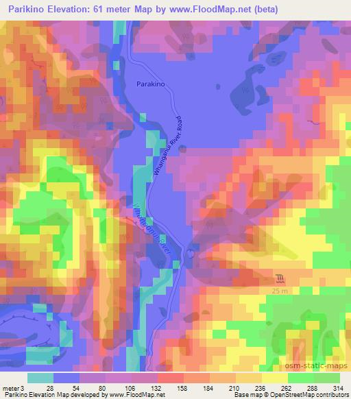 Parikino,New Zealand Elevation Map
