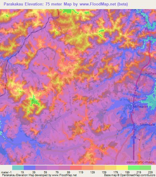 Parakakau,New Zealand Elevation Map