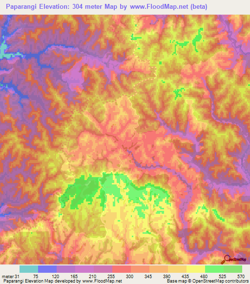 Paparangi,New Zealand Elevation Map