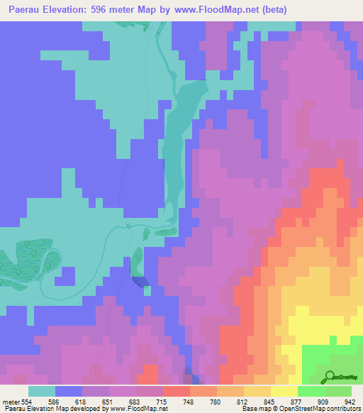 Paerau,New Zealand Elevation Map