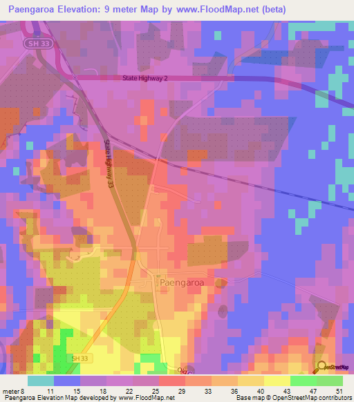 Paengaroa,New Zealand Elevation Map