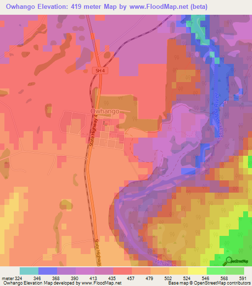 Owhango,New Zealand Elevation Map