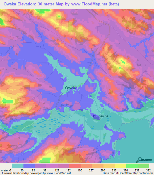Owaka,New Zealand Elevation Map
