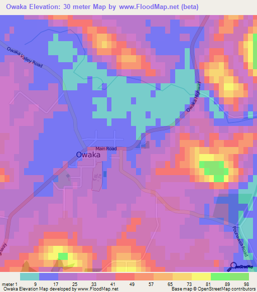 Owaka,New Zealand Elevation Map