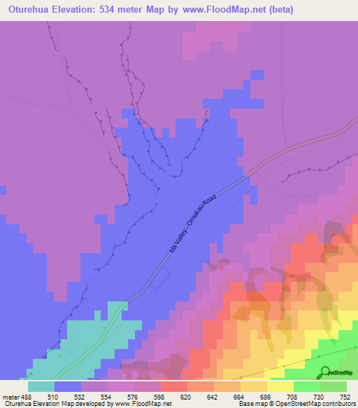Oturehua,New Zealand Elevation Map
