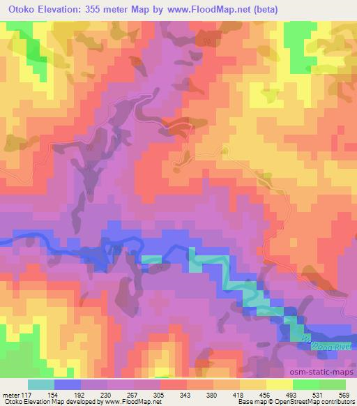 Otoko,New Zealand Elevation Map