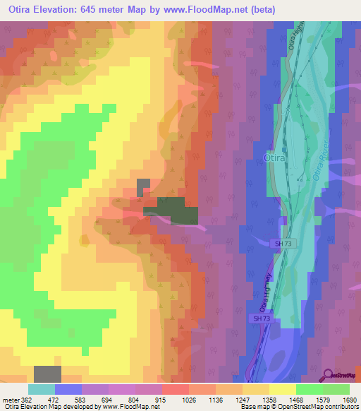 Otira,New Zealand Elevation Map