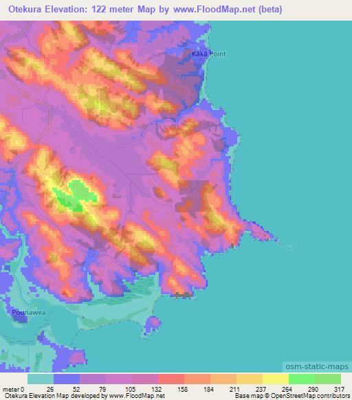 Otekura,New Zealand Elevation Map