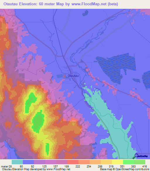 Otautau,New Zealand Elevation Map