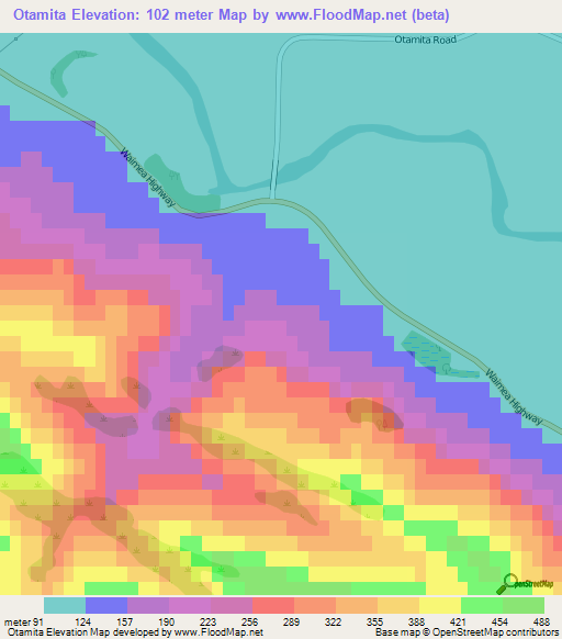 Otamita,New Zealand Elevation Map