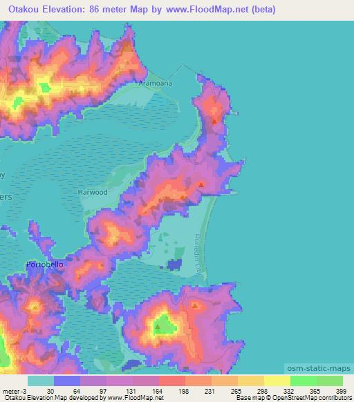 Otakou,New Zealand Elevation Map