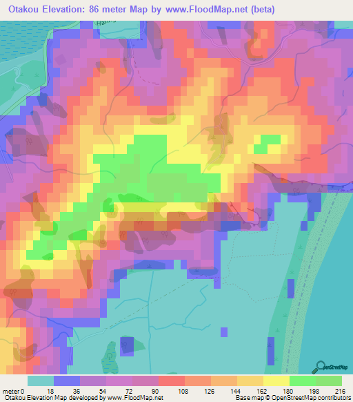 Otakou,New Zealand Elevation Map