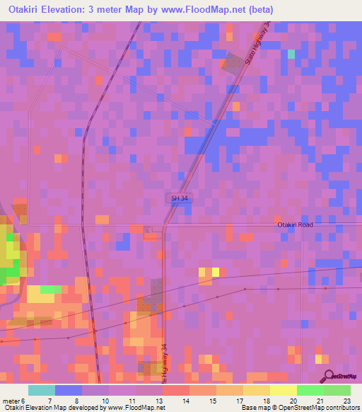 Otakiri,New Zealand Elevation Map