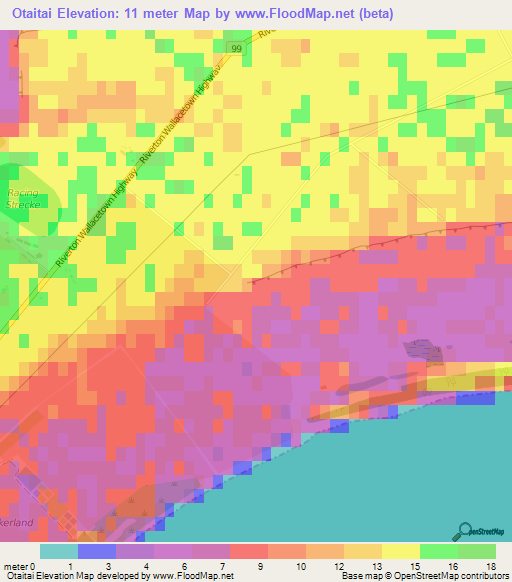 Otaitai,New Zealand Elevation Map