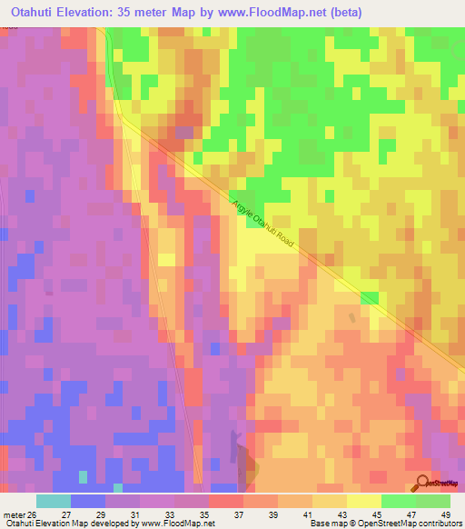 Otahuti,New Zealand Elevation Map