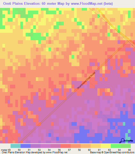 Oreti Plains,New Zealand Elevation Map