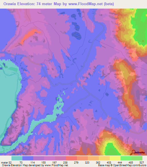Orawia,New Zealand Elevation Map