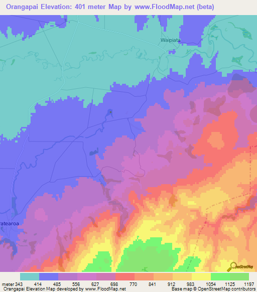 Orangapai,New Zealand Elevation Map