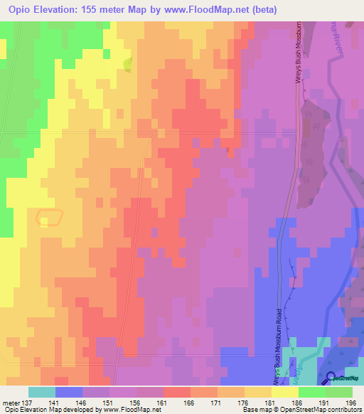 Opio,New Zealand Elevation Map
