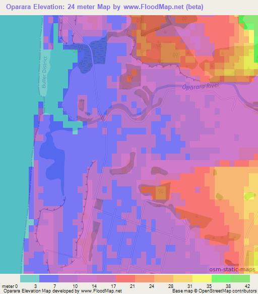 Oparara,New Zealand Elevation Map