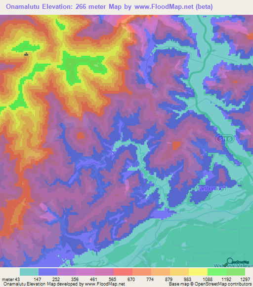 Onamalutu,New Zealand Elevation Map