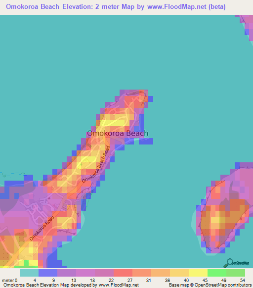 Omokoroa Beach,New Zealand Elevation Map