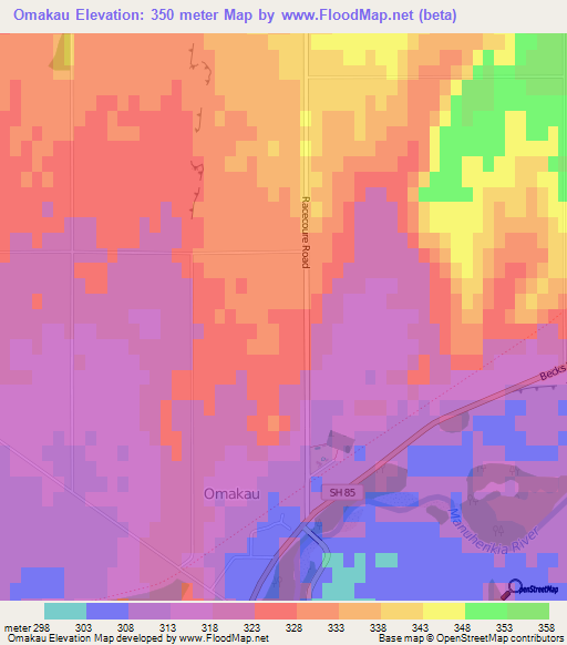 Omakau,New Zealand Elevation Map