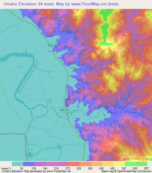 Omahu,New Zealand Elevation Map