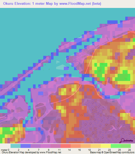 Okuru,New Zealand Elevation Map