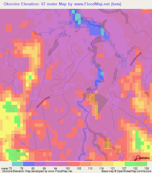 Okoroire,New Zealand Elevation Map