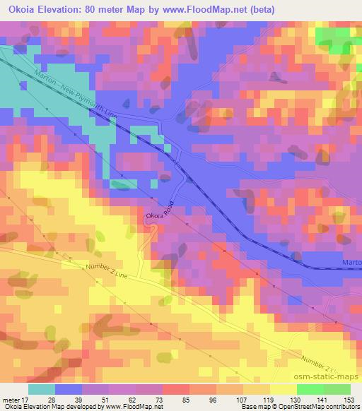 Okoia,New Zealand Elevation Map