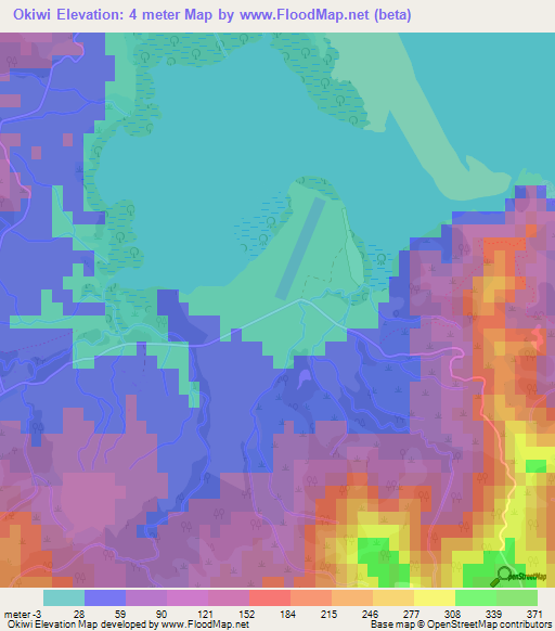Okiwi,New Zealand Elevation Map