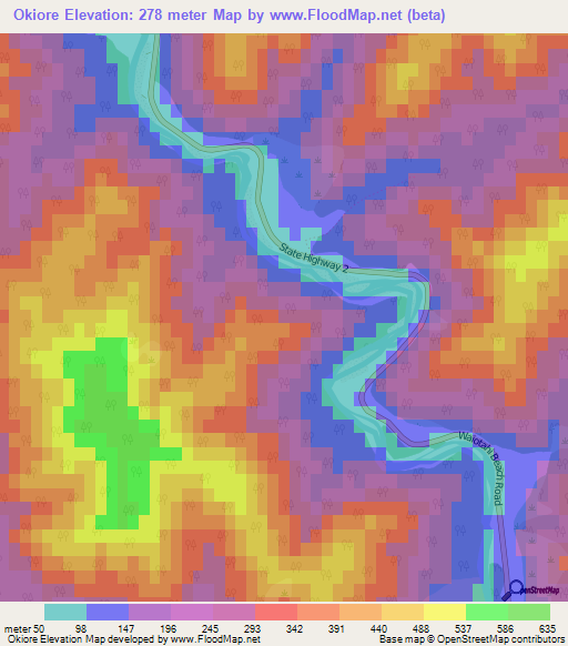 Okiore,New Zealand Elevation Map