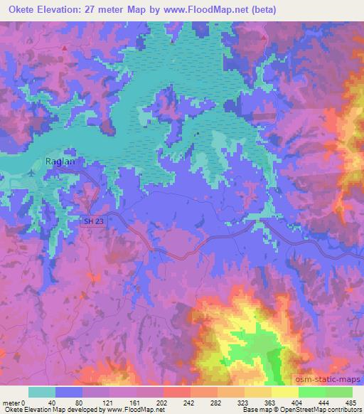 Okete,New Zealand Elevation Map