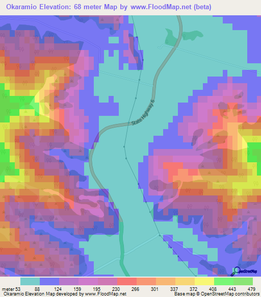 Okaramio,New Zealand Elevation Map