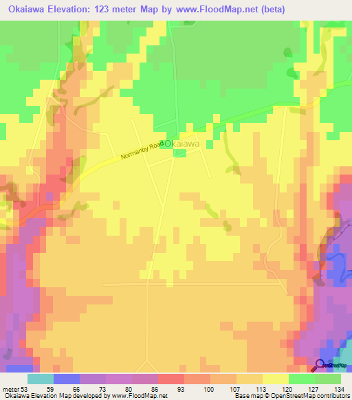 Okaiawa,New Zealand Elevation Map