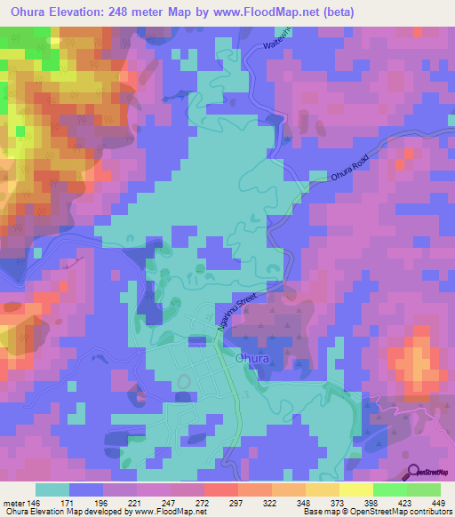 Ohura,New Zealand Elevation Map